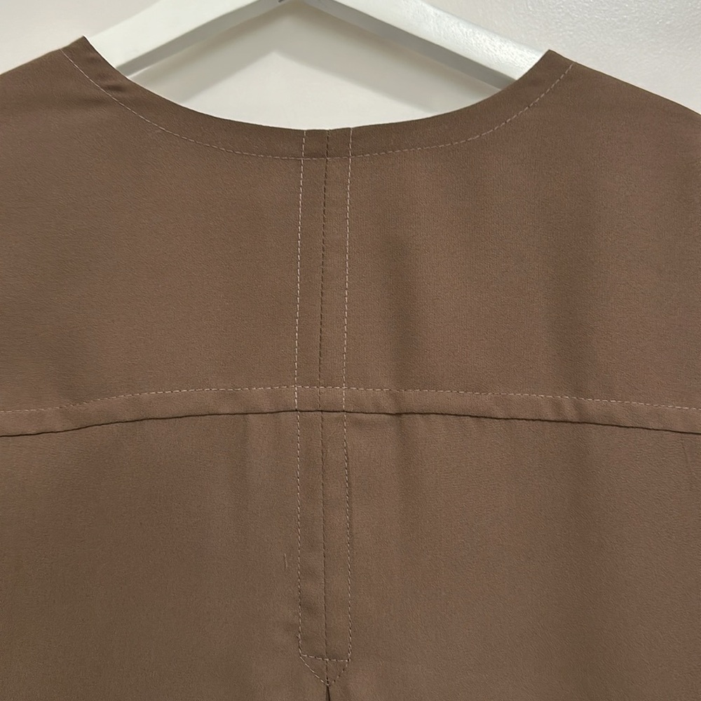 Karen Kane Brown Long-Sleeve V-Neck Blouse - Picture 9 of 9